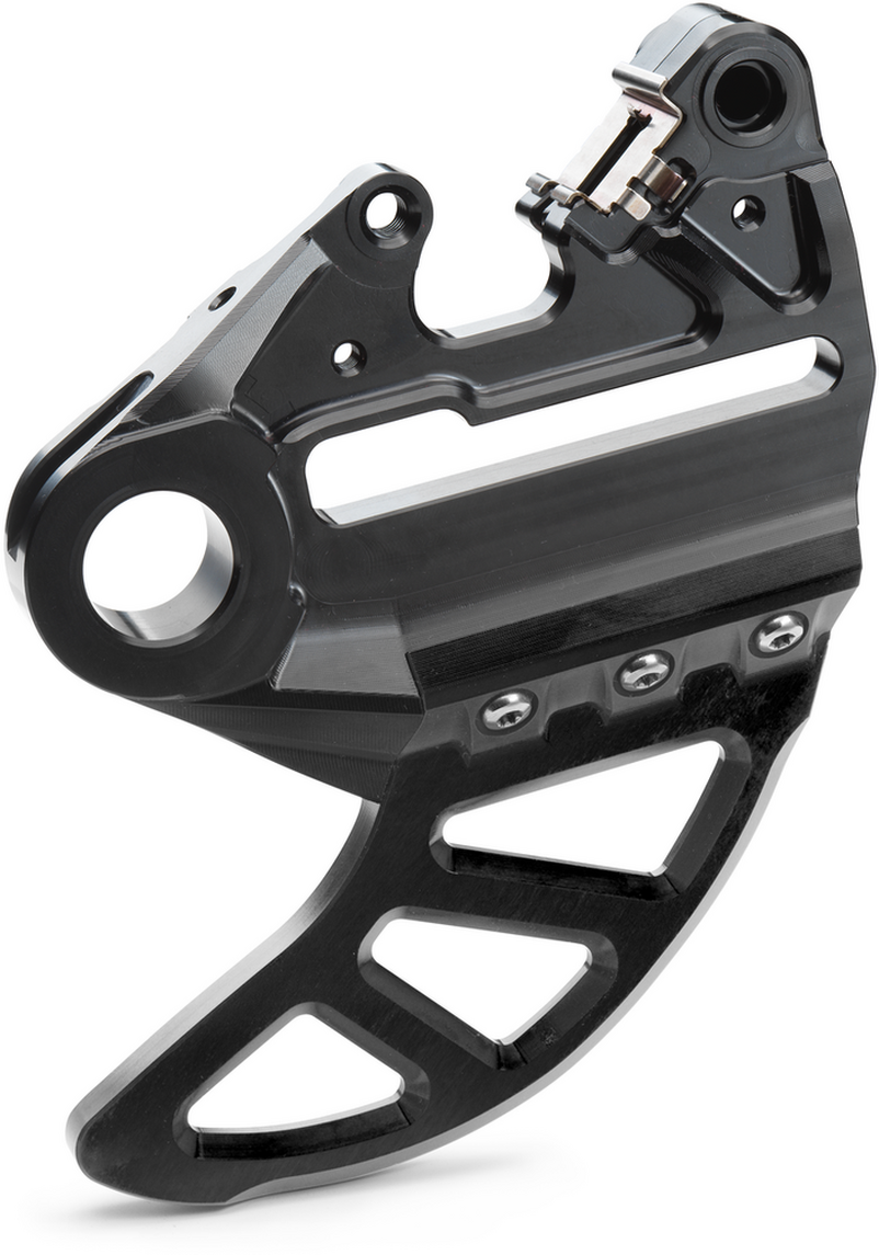 Brake caliper support with brake disc guard  